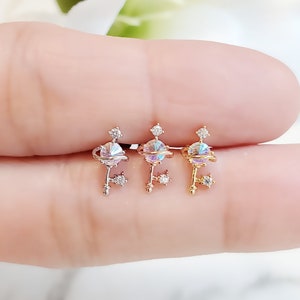 16G,20G,21G CZ Key Cartilage Piercing, Conch, Helix Surgical Steel Earring,  Sparkly Symbol Earring, Lock & Key Jewelry, Ear Lobe Piercing