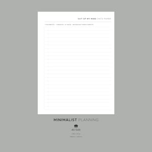 Inbox &#39;Out Of My Mind Onto Paper&#39; Minimalist A5 SIZE Planner Insert, Modern Minimal Printable Planner