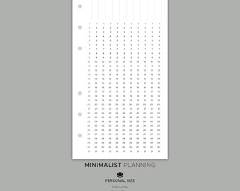 Monthly Habit Tracker PERSONAL SIZE Planner Insert, Modern Minimal Printable Planner