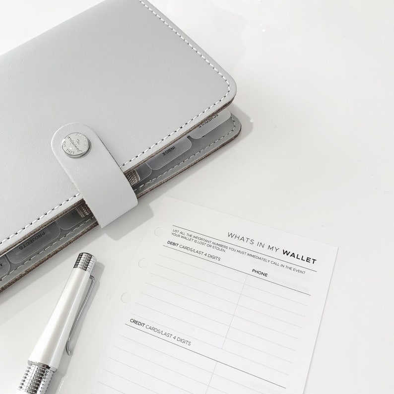 Whats in My Wallet PERSONAL SIZE Planner Insert Modern Etsy