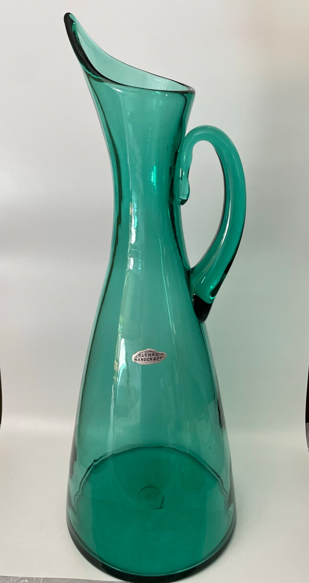 Vintage MCM Blenko Glass Pitcher 976 Sea Green Winslow Etsy