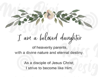 2019 New Young Women Theme, Church of Jesus Christ, Printable, Digital File, 16x20, 8x10, 5x7, 4x6