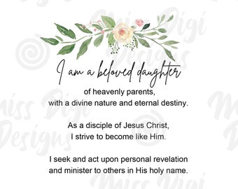 2019 neue junge Frauen Thema, Kirche Jesu Christi, druckbare, digitale Datei, 16 x 20, 8 x 10, 5 x 7, 4 x 6