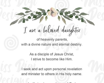 2019 neue junge Frauen Thema, Kirche Jesu Christi, druckbare, digitale Datei 16 x 20, 8 x 10, 5 x 7, 4 x 6