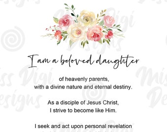 2019 New Young Women Theme , Church of Jesus Christ, Printable, Digital File, 16x20, 8x10, 5x7, 4x6