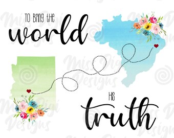 Missionary Sign, LDS Printable, Church of Jesus Christ, Printable, Digital File, You choose the States/Countries, Gift, Watercolor floral