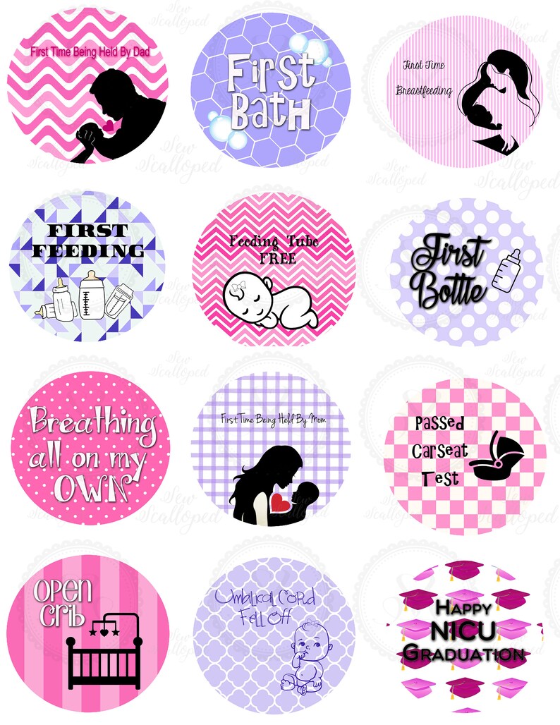 Digital NICU Milestone Cards, NICU Stickers, Preemie Milestones ...