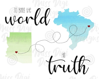 Missionary Sign, LDS Printable, Church of Jesus Christ, Printable, Digital File, 8x10, You choose the States/Countries, Gift, Watercolor