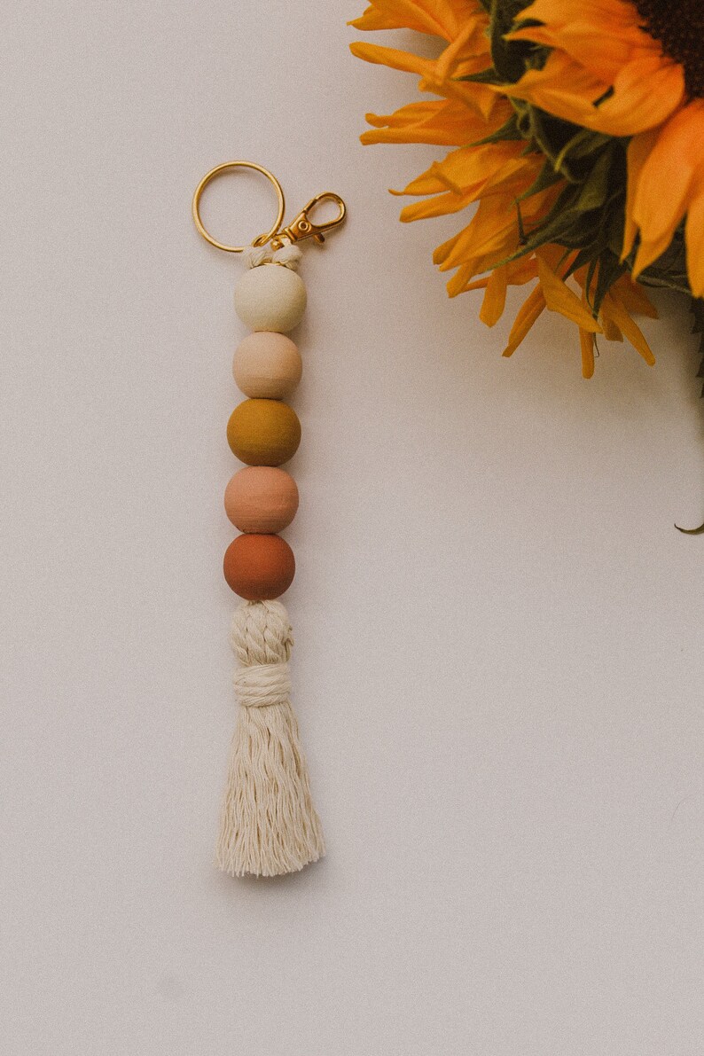 Boho Beaded Keychain in Sunset Minimalist Keychain Etsy