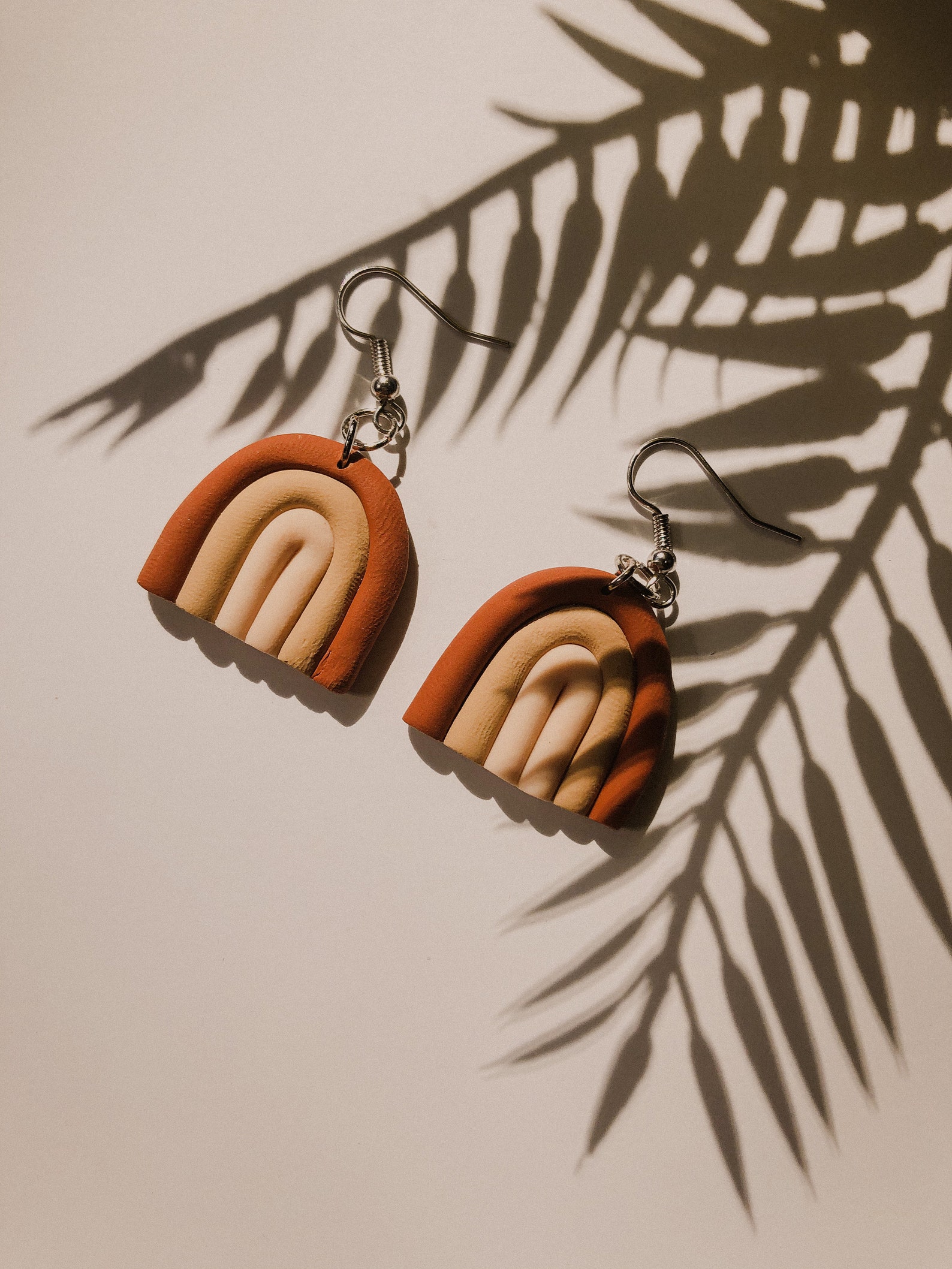 Handmade Modern Polymer Clay Earrings Rainbow Boho Clay Etsy