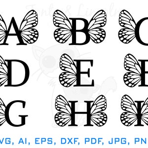 Butterfly Wings Monogram Alphabet Svg Monogram Alphabet Svg - Etsy
