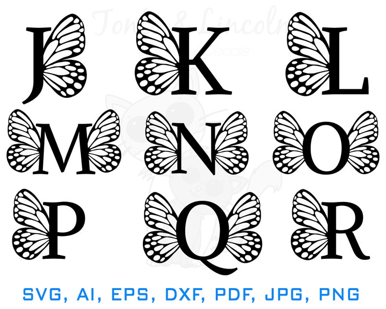 Butterfly Wings Monogram Alphabet Svg Monogram Alphabet Svg | Etsy