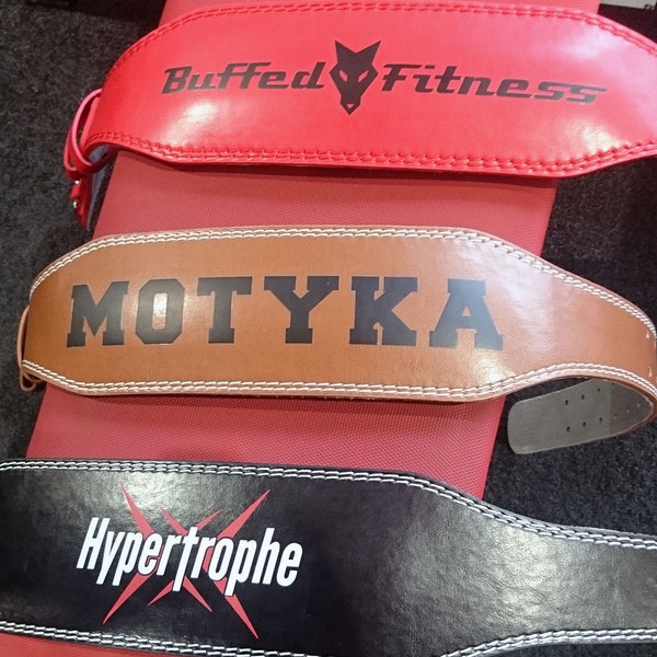 Custom weightlifting belt, Personalized weight lifting belt, Two Premium colours, TEXT ONLY, PU Leather weightlifting belt, gym belt