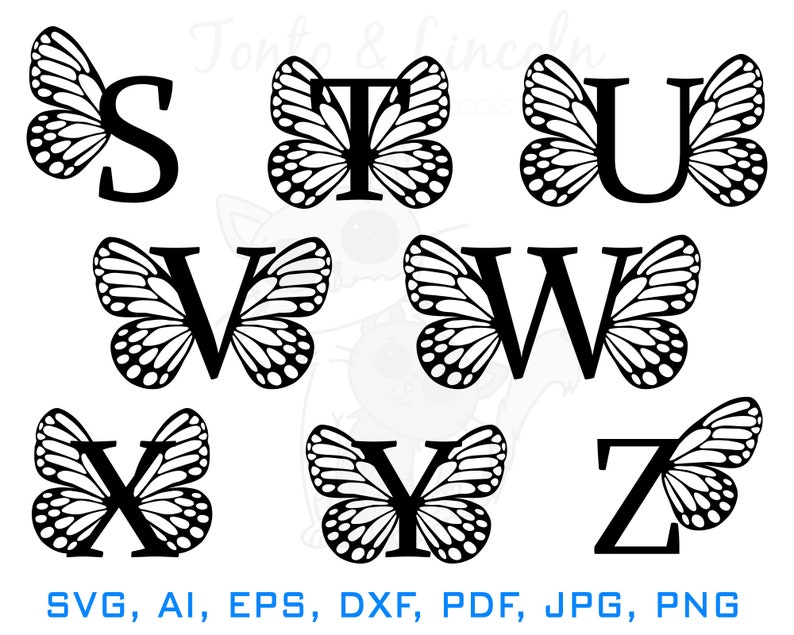 Butterfly Wings Monogram Alphabet Svg Monogram Alphabet Svg - Etsy