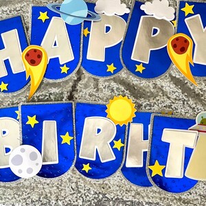 Outer Space Birthday Banner, Space Party Decor, Astronaut Birthday, Outer Space Decor, Trip Around the Sun Birthday, Space Birthday Decor