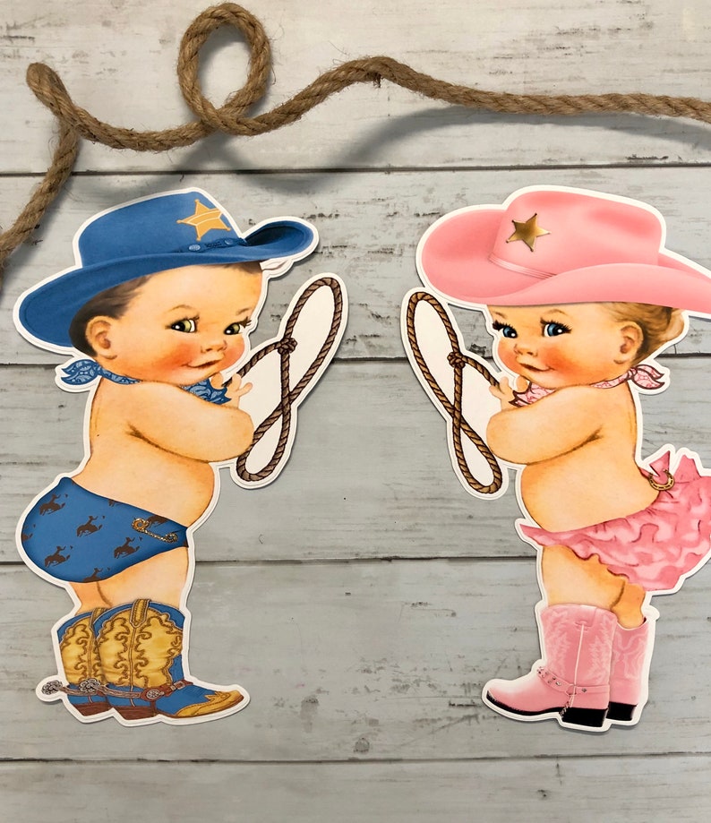 Cowboy or Cowgirl CUT OUTS Gender Reveal Baby Shower First Etsy