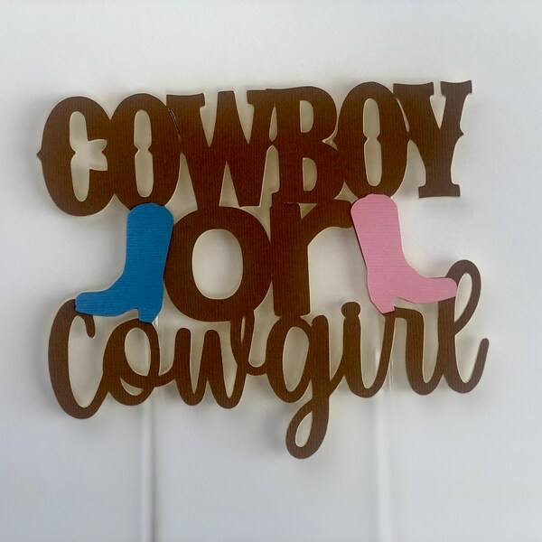 Cowboy or Cowgirl Cake Topper, Cowboy or Cowgirl Gender Reveal Decor, Western Baby shower, Country Gender Reveal, Diaper cake topper