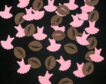 Touchdowns or Tutus Party Decor, Table Confetti, Football Baby Shower, Gender Reveal, Pink or Blue, Football Baby