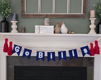 Buffalo Bills Football Garland for Mantel Decor Football Bunting Felt Flag Bills Mafia Home Decor NFL Decor for Football Party Decor Go Bill