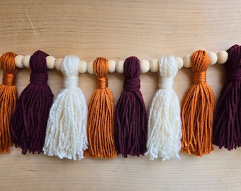 Maroon and Orange Tassel Virgina Garland College Football Game Day Party Banner Tailgate Decoration Football Party Garland