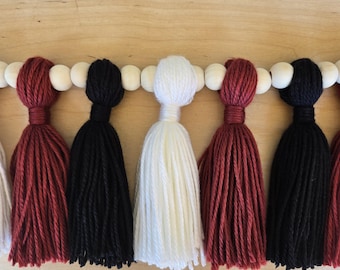 Garnet and Black South Carolina Football Game Day Party Decor Tailgate Decorations Game Day Party Decor Garnet White Black Tassel Garland