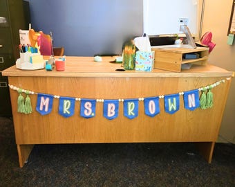 Custom Teacher Name Garland for Classroom Decor Banner with Tassels Personalized Classroom Decor Teacher Gift Name Garland Decor Colorful