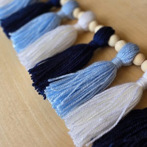 Carolina blue and white tassel banner styled for North Carolina college students, ideal for dorm room wall decorations, college parties, and alumni gatherings.