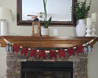 Alabama Crimson White Football Garland College Game Day Decor Dorm Sport Decoration Football Fan Gift Tailgate Party Banner Home Decor