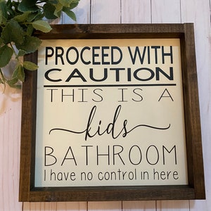 Wood Kids bathroom sign|Rustic Farmhouse white wall hanging bathroom sign|home decor|Farmhouse Decor|Wood Signs|Large bathroomsign