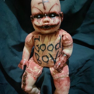 Good boy the scary doll Style mystery creepy cute retro horror figure with Hand painted Size 14 inches