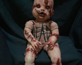 Bad Baby dead killer boy doll Style Creepy cute scary horror retro horror figure with Hand painted Size 14 inches