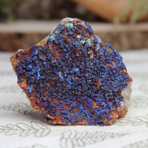 Azurite sur matrice de quartz, Azurite brute à hautes vibrations de 1,0 oz avec pierre de malachite du Brésil, Qualité AA, Spécimen de cristal RARE