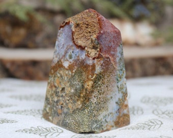 AAA+ Ocean Jasper Obelisk with Druzy, 4.0 oz Polished Tower from Indonesia
