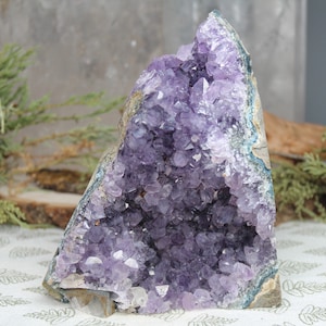 Amethyst Geode Cluster with Calcite and Agate Edge