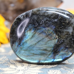 Rainbow Labradorite Palm Stone: Polished Crystal from Brazil