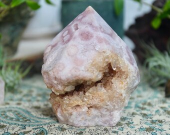 Pink Amethyst Crystal Generator Point: Raw Edge, Top Polish, 11.9 oz