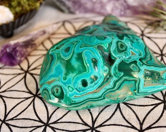 Polished Chrysocolla Malachite Freeform Crystal, 16.2 oz from Brazil