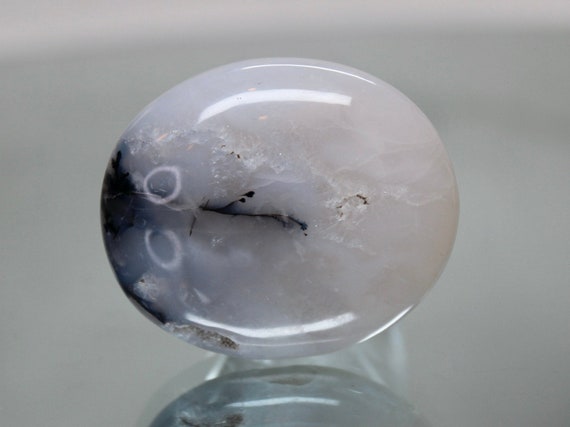 Dendritic Agate with Druzy Crystal Palmstone, A Quality, 1.2 oz Crystal Polished Large Tumbled Stone from Indonesia