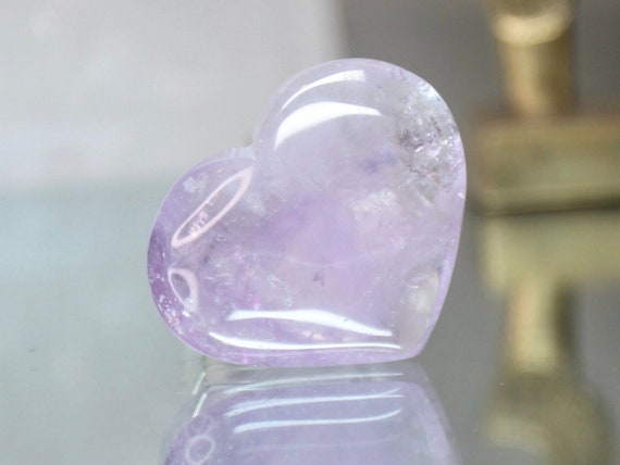 XXS Amethyst Heart with Rainbows, 0.6 oz Polished Puff Heart, AAA Gem Quality Amethyst from Brazil, High Vibration, Free Fast Shipping