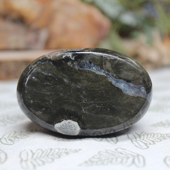 AA+ Black Opal Crystal Palmstone, 3.0 oz Polished Black Opal Polished Handheld Crystal from Indonesia