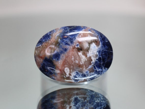 Sodalite Crystal Palmstone, AA+ Quality, 1.0 oz All Polish from Indonesia, Cabochon with Flat Base