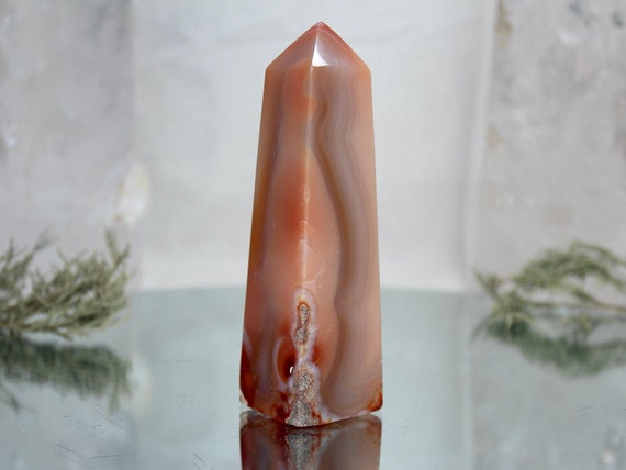 Carnelian Crystal Obelisk, AA Quality, 7.8 oz Polished Crystal Tower from Indonesia, Energy Cleansed, Free Fast Shipping