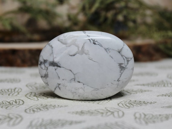 Howlite Crystal Palmstone, 2.7 oz A+ Polished Howlite Crystal Soap Stone from Brazil