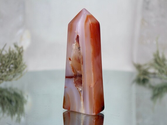 Carnelian Crystal Tower, AAA Quality, 3.8 oz Polished Crystal Obelisk Tower from Indonesia, Energy Cleansed, Free Fast Shipping