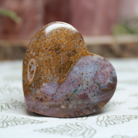 AA+ Ocean Jasper Heart, 2.2 oz Polished Palmstone from Indonesia