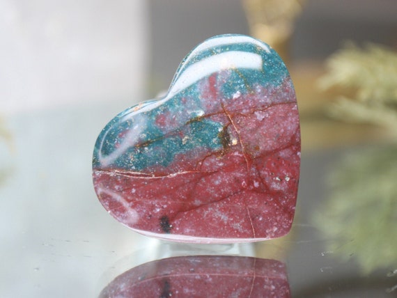 Bloodstone Heart, A+ Quality, 0.6 oz Polished Carved Crystal Heart from Indonesia
