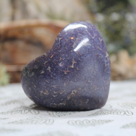 Grape Agate Crystal Carved Heart with Druzy, 5.1 oz A Quality Polished Purple Crystal Heart from Indonesia