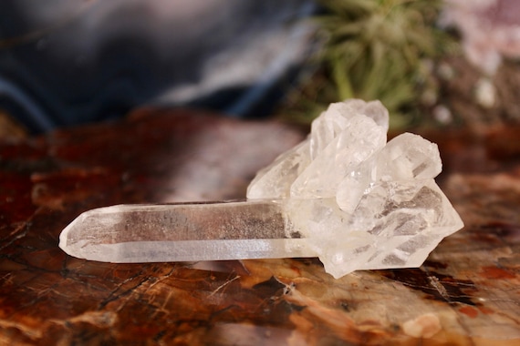 A+ Lemurian Seed Quartz Natural Point with Cluster, 3.0 oz