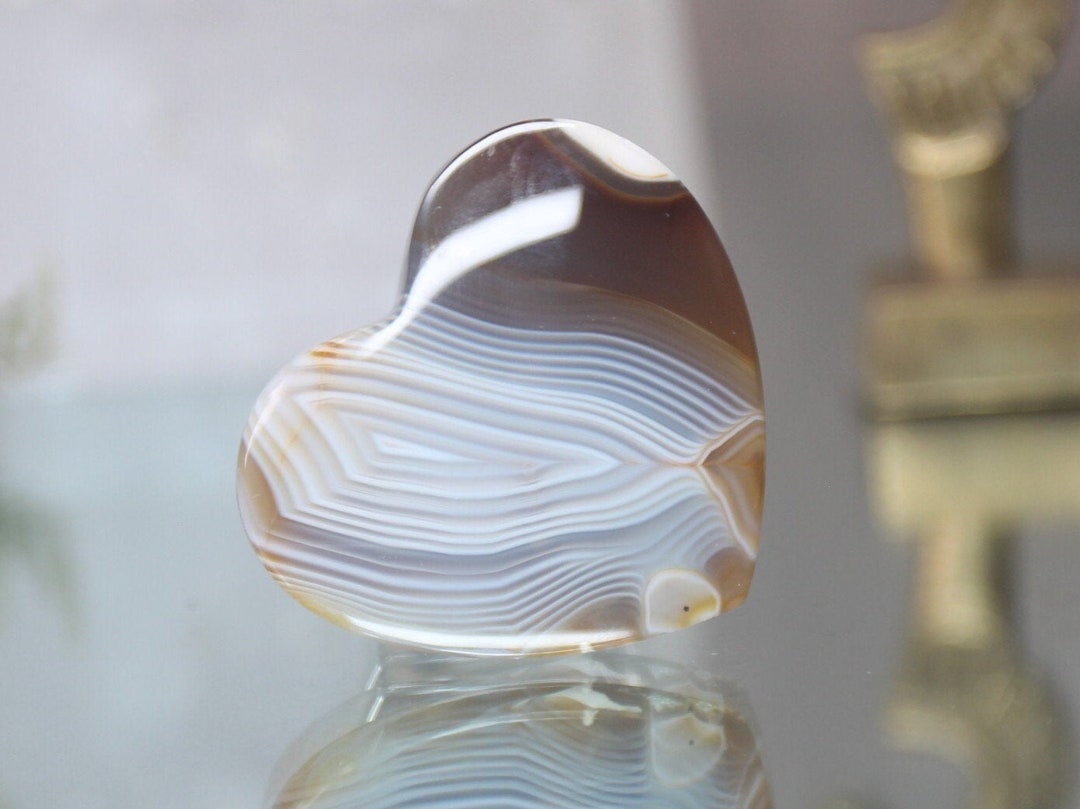Banded Carnelian and Agate Heart, AAA Gem Quality, 0.6 Oz Polished ...