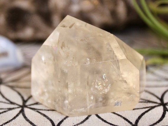AA+ Ultra Clear Calcite All Polished Crystal Generator Point with Rainbows, 6.4 oz from Brazil